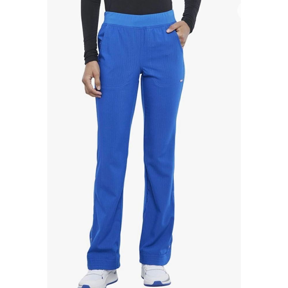 🌸Cherokee Statement Women’s Scrub Pants Galaxy Blue Mid Rise Flare Size Small Ta